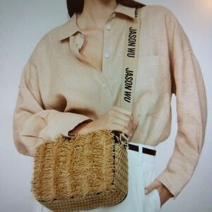 Jason Wu Woven Beige and Black Crossbody